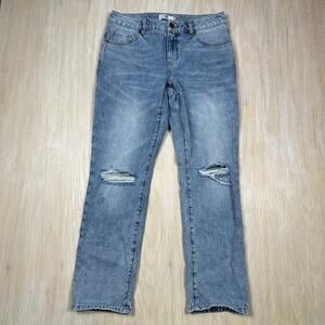 Cabi Light Wash 100% Cotton Straight Leg Distressed Casual Blue Denim Jeans 4